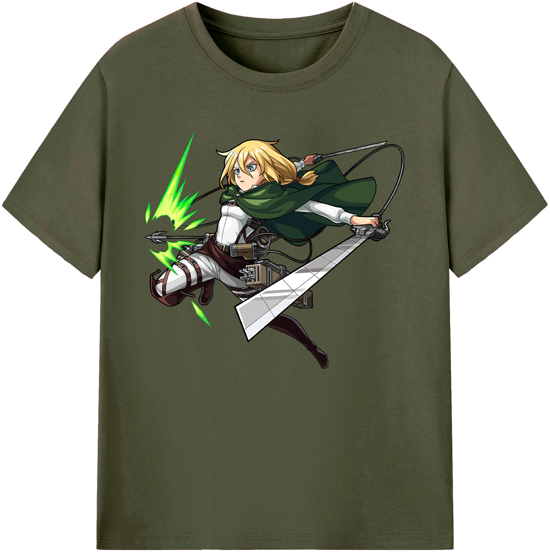 （画像用） 進撃の巨人 クリスタ·レンズ Attack on Titan Christa Lenz 綿100％ メンズ半袖Tシャツ｜肌触りやわらか＆通気性